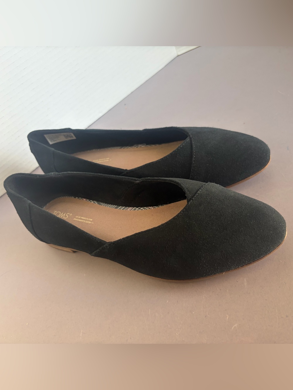 Toms Black Suede D'Orsay Flats